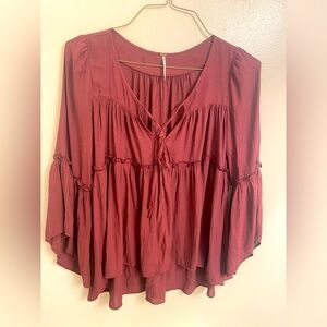 FREE PEOPLE Women's Burgundy Blouse S